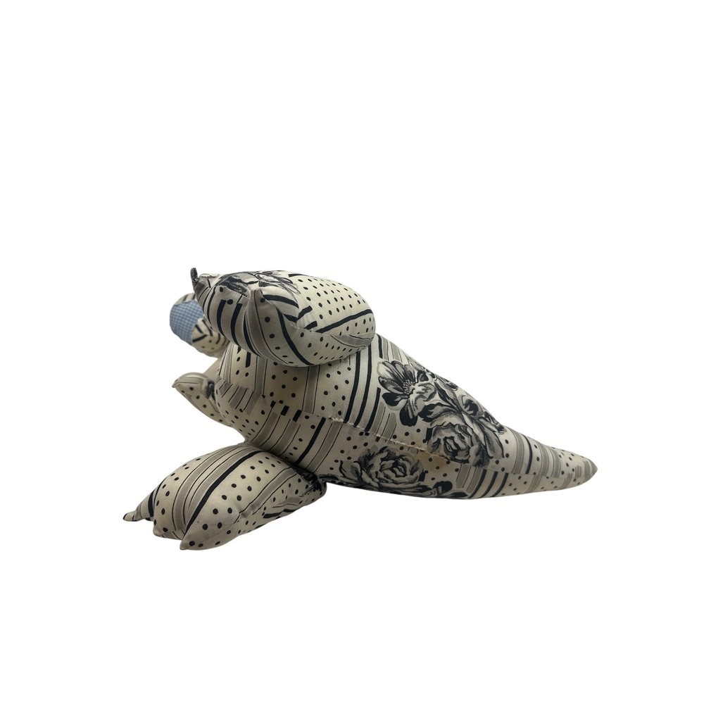 Handmade Stuffed Dinosaur Toy Plush T Rex Novelty Black White Print - Picture 10 of 11